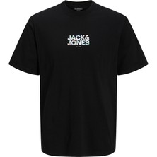 Jack & Jones Erkek Bisiklet Yaka Gögüs Baskili Tisört - New Plas