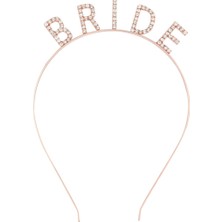 Timion Rose Gold Renk Bekarlığa Veda Kristal Taş Bride Tacı Ithal 16X10 cm