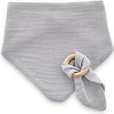 Timion  ahşap Diş Kaşıyıcılı Bürümcük Müslin Önlük 736 Gri