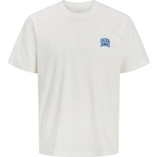 Jack & Jones Erkek Bisiklet Yaka Gögüs Baskili Tisört - Noge