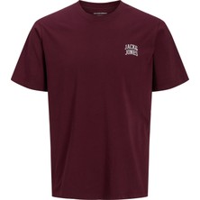 Jack & Jones Erkek Bisiklet Yaka Gögüs Baskili Tisört - Noge