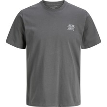 Jack & Jones Erkek Bisiklet Yaka Gögüs Baskili Tisört - Noge