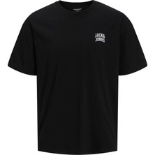 Jack & Jones Erkek Bisiklet Yaka Gögüs Baskili Tisört - Noge