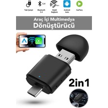 Mimtec Araç Multimedya Dönüştürücü Adaptör - USB Type-C Uyumlu 2in1 Kablosuz Ios Android Uyumlu Carplay