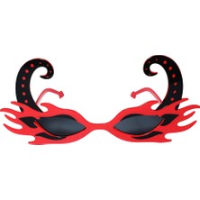 Timion Siyah Boynuzlu Kırmızı Renk Alevli Parti Gözlüğü 21X10CM