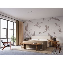 Lotus Aura Turna Kuşu Dekoratif Duvar Posteri, Uçan Kuş Desenli Duvar Kağıdı