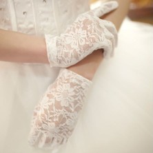 Timion Beyaz Renk Kısa Dantelli Eldiven