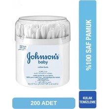 Johnson's Kulak Temizleme Çubuğu 200 Adet Yumuşak Pamuksu Doku Hassas Ciltler İçin