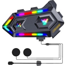 Y20 Max Motorsiklet Intercom Su Geçirmez Kask 2 Kişi Telsiz Bağlantılı Intercom Rgb Intercom