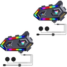 2 Adet Y20 Max Telsiz Özellikli 5.3 Motosiklet Kask Kulaklık Intercom Işıklı Motorsiklet Interkom