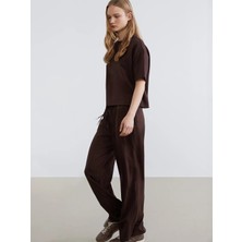 LC Waikiki Xsıde Kahverengi Beli Lastikli Kadın Kalın Eşofman Altı