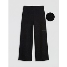 LC Waikiki Lcw Comfort Siyah Parlak Görünümlü Soft Touch Kadın Eşofman Altı