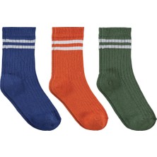 3170 Civil Boys Basic Spor Çizgili 3'lü 2-12 Yaş Erkek Soket Çorap - Standart 6-7 Yaş
