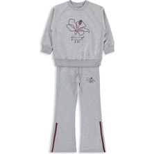 Mışıl Kids Paça Yırtmaçlı 6-9 Yaş Eşofman Takımı - Gri