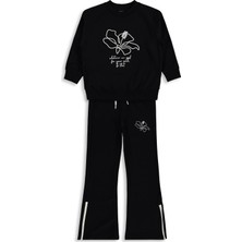 Mışıl Kids Paça Yırtmaçlı 6-9 Yaş Eşofman Takımı - Siyah
