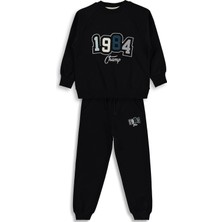 Mışıl Kids 1984 Nakışlı 10-13 Yaş Eşofman Takımı - Siyah