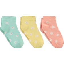 Civil Girls Flower 3'lü 2-12 Yaş Kız Çocuk Patik Çorap - Standart