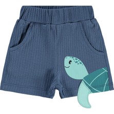 Civil Baby Kaplumbağa Nakışlı 3-12 Ay Şort - Mavi