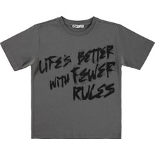 Civil Boys Lıfe's Better Basklı 10-13 Yaş Tişört - Gri