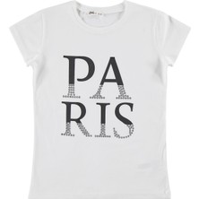 Civil Girls Paris Baskılı 10-13 Yaş Tişört  - Kırık Beyaz