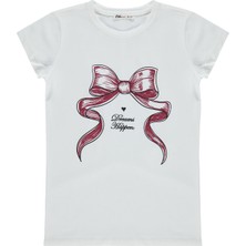 Civil Girls Fiyonk Baskılı 10-13 Yaş Tişört  - Kırık Beyaz