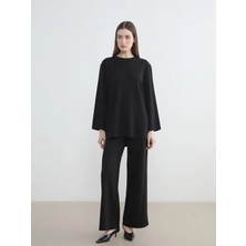 LC Waikiki Lcw Modest Siyah Beli Lastikli Geniş Paça Kadın Eşofman Altı