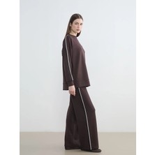 LC Waikiki Lcw Modest Kahverengi Beli Lastikli Geniş Paça Kadın Eşofman Altı