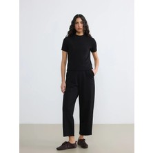 LC Waikiki Lcw Modest Siyah Beli Lastikli Soft Touch Kadın Eşofman Altı