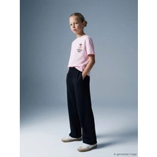 LC Waikiki Lcw Kids Siyah Geniş Paça Kız Çocuk Soft Touch Eşofman Altı