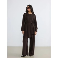 LC Waikiki Lcw Modest Kahverengi Beli Lastikli Soft Touch Kadın Eşofman Altı
