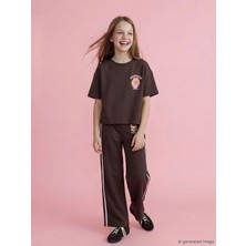LC Waikiki Lcw Kids Kahverengi Capyfun Baskılı Kız Çocuk Eşofman Altı