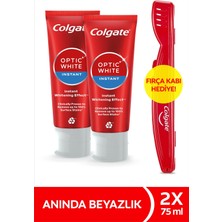 Colgate Optic White Anında Beyazlık Diş Macunu 2 x 75 ml+Fırça Kabı