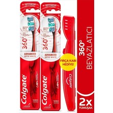 Colgate 360 Advanced Optic White Yumuşak Beyazlatıcı Diş Fırçası x2 Adet+Fırça Kabı