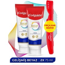 Colgate Total Gelişmiş Beyazlık Dİş Macunu 75 ml x2+Fırça Kabı