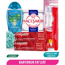 4lü Süper Bakım Seti Colgate 100 ml Diş Macunu, Fırça, 500 ml Duş Jeli, Hacı Şakir 4X150 gr Sabun+Fırça Kabı