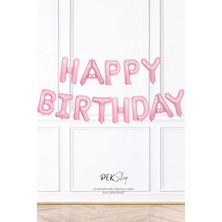Pekshop Pembe Happy Birthday Harf Balonlar Doğum Günü Folyo Balon Seti