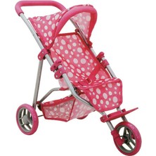 Timion 0663 Puantiye Desenli, 3 Tekerlekli ve Tenteli Oyuncak Puset - Nessiworld