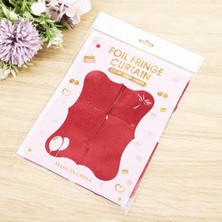 Timion Kırmızı Renk Dikdörtgen Kesim Parlak Sim Görünümlü Fon Perde Dekor 1x2 Metre