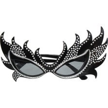 Timion Taşlı Göz Kamaştıran Siyah Parti Alev Gözlük