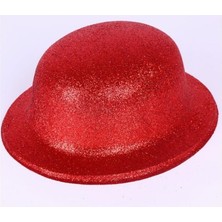 Timion Kırmızı Renk Yuvarlak Simli Plastik Parti Şapkası