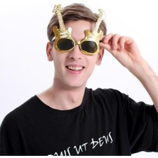 Timion Altın Renk Rockn Roll Gitar Şekilli Parti Gözlüğü 15X15 cm