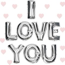 Timion I Love You Folyo Balon Gümüş Renk 35 cm