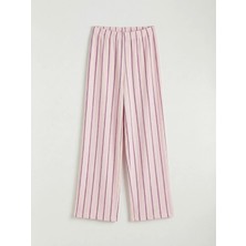 LC Waikiki Lcw Kids Pembe Beli Lastikli Çizgili Kız Çocuk Eşofman Altı