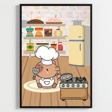 Besay Yes Chef! Sevimli Aşçılar Modern Mutfak Posteri–dekoratif 3lü Set A4 Çerçevesiz