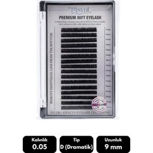 Misyul 0.05D Dramatik Kıvrım 9 mm Soft Eyelash Doğal Ipek Kirpik 16'lı