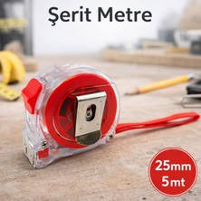 Badem10 Şeffaf Kilitli Şerit Metre 5 Metre 25 mm Dayanıklı Gövde Hassas Ölçüm Ev Iş ve Profesyonel Kullanım