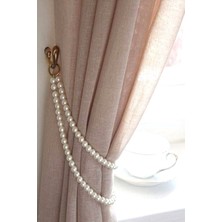 Emtory Home 2 Dekoratif Krem Renkli Çift Sıra Metal Halkalı Perde Süsü & Tutacağı