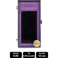 Ocean 0.05D Dramatik Kıvrım 12 mm Soft Eyelash Doğal Ipek Kirpik 16'lı