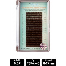 Misyul 0.07C Natural Kıvrım Brown Mix Soft Eyelash Doğal Ipek Kirpik 8-15 mm 16'lı