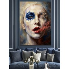 Karizma Tablo Mavi Göz Makyajlı Dramatik Kadın Yüzü Dekoratif Kanvas - Mdf Ahşap Tablo